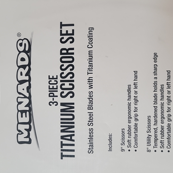 Menards 3 piece Stainless Steel Blade Titanium Scissors Set 9" 8" 5.25" NEW - Picture 5 of 5
